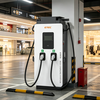 Chargeur rapide DC pour véhicules électriques ETEC EKDC2 60-240kW, sur pied, double connecteur CCS1 CCS2 GB/T CHAdeMO, OCPP 1.6J, IP54, IK10, certifié TUV CE