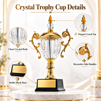 Trophée de luxe en cristal transparent avec gravure de texte personnalisée pour collection, match sportif, cérémonie de remise des prix