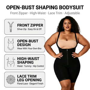 Faja Moldeadora de Mujer sin Costuras con Etiqueta Privada de Fábrica al por Mayor, Body con Cremallera Frontal y Busto Abierto, Pantalones Cortos de Cintura Alta con Encaje - Product Image 3