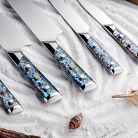 Ensemble de 5 couteaux de cuisine de haute qualité, ensemble de couteaux de chef japonais en acier damas pour la cuisine