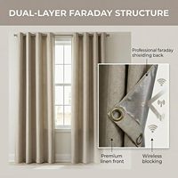 Rideaux Faraday 83,5x52, protection contre les radiations EMF RF, panneau unique, face en acrylique, dos en tissu brocart, motif géométrique abstrait