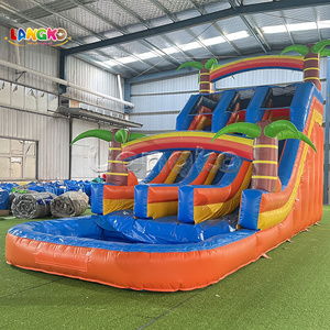 Tobogán Acuático Inflable Comercial Langko con Diseño de Palmera <span class=keywords><strong>Tropical</strong></span>, Tobogán Gigante Inflable Comercial con <span class=keywords><strong>Piscina</strong></span> - Product Image 1