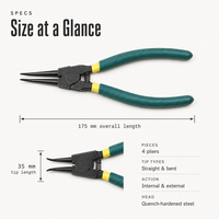 Circlip Pliers Set Internal External Snap Ring Pliers Straight Bent Jaw Retaining Ring Tool for Auto Repair
