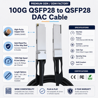 Kabel Tembaga Pasif OEM 100G QSFP28 ke QSFP28 Twinax DAC untuk Switch Jaringan