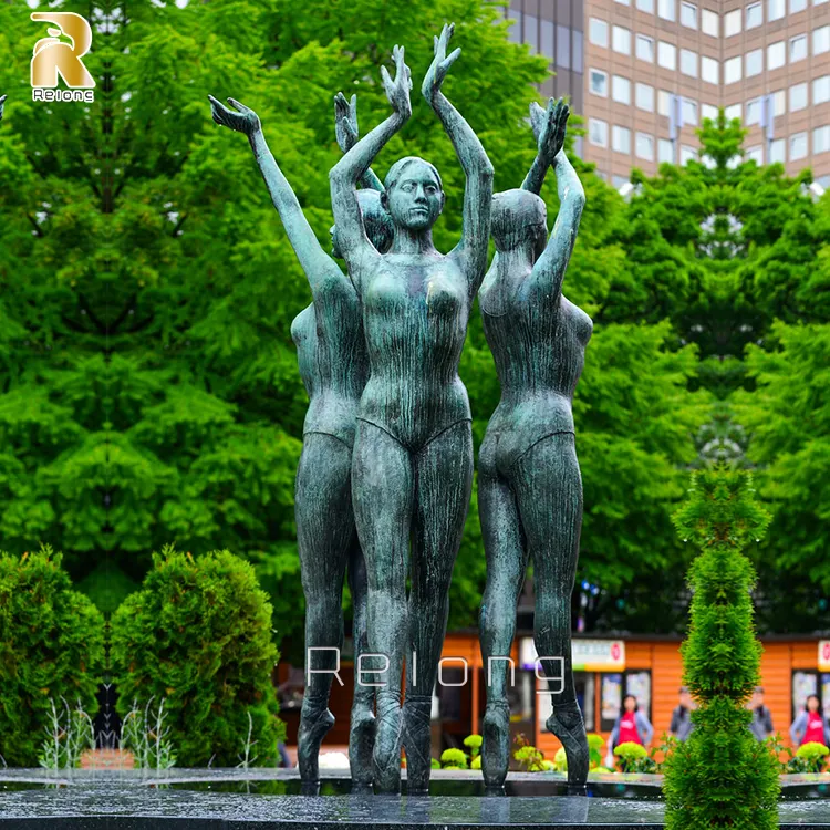 В натуральную величину для детского Открытый сад или парк декора Бронзовый Обнаженная танцующая девушка скульптура