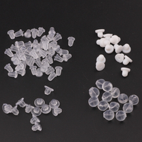 1000 pièces/sac Bouchons d'oreille en silicone souple et en plastique transparent, forme ronde et balle, pour fixation d'oreilles pour femme
