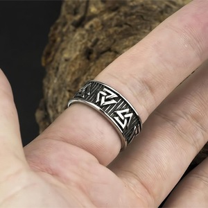 Men's Titanium Steel <b>Ring</b> Viking Triangle Geometric Design Hip Hop Style Gift Jewelry - Product Image 2