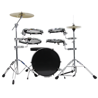 Batterie de percussions portable 5 pièces pour extérieur, facile à transporter, avec 3 cymbales et peaux de batterie transparentes à double couches