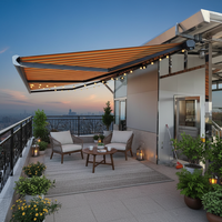Auvent de balcon rétractable manuel de qualité supérieure, imperméable, en aluminium, pour terrasse extérieure, auvent de pluie, boîte complète