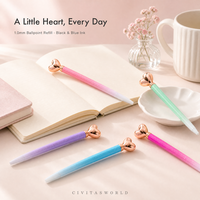 Stylo bille cœur dégradé personnalisé avec logo, en métal, encre noire et bleue 1,0 mm, cadeau promotionnel en gros