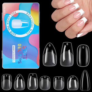 300 capsules d'<span class=keywords><strong>ongles</strong></span> en gel souple transparent semi-mat, couvrance totale, pour extensions, formes amande, cercueil et faux <span class=keywords><strong>ongles</strong></span> courts - Product Image 1