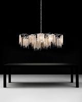JYLIGHTING Lustre suspendu au plafond à LED au design personnalisé, vintage, en cuivre, avec des perles de cristal et des pompons, pour hôtel, villa