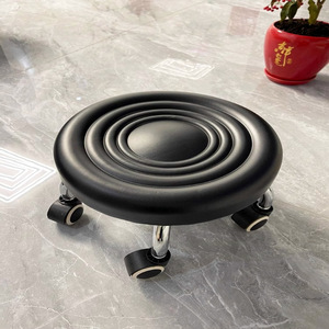 Shou Shang Round Wheeled <b>Stool</b> Metal Portable For Home Use Small Size - Product Image 2