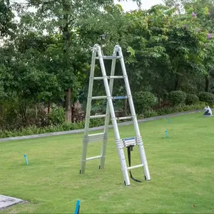 Rubber Feet Adjustable Extendable Portable Bamboo Movable Telescopic Ladder