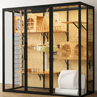 Villa pour chat à cadre arqué complet avec porte verrouillable et coins arrondis, conception personnalisée avec logo privé, pour les fournitures pour animaux de compagnie, destinée aux commandes en gros pour les boutiques hors ligne