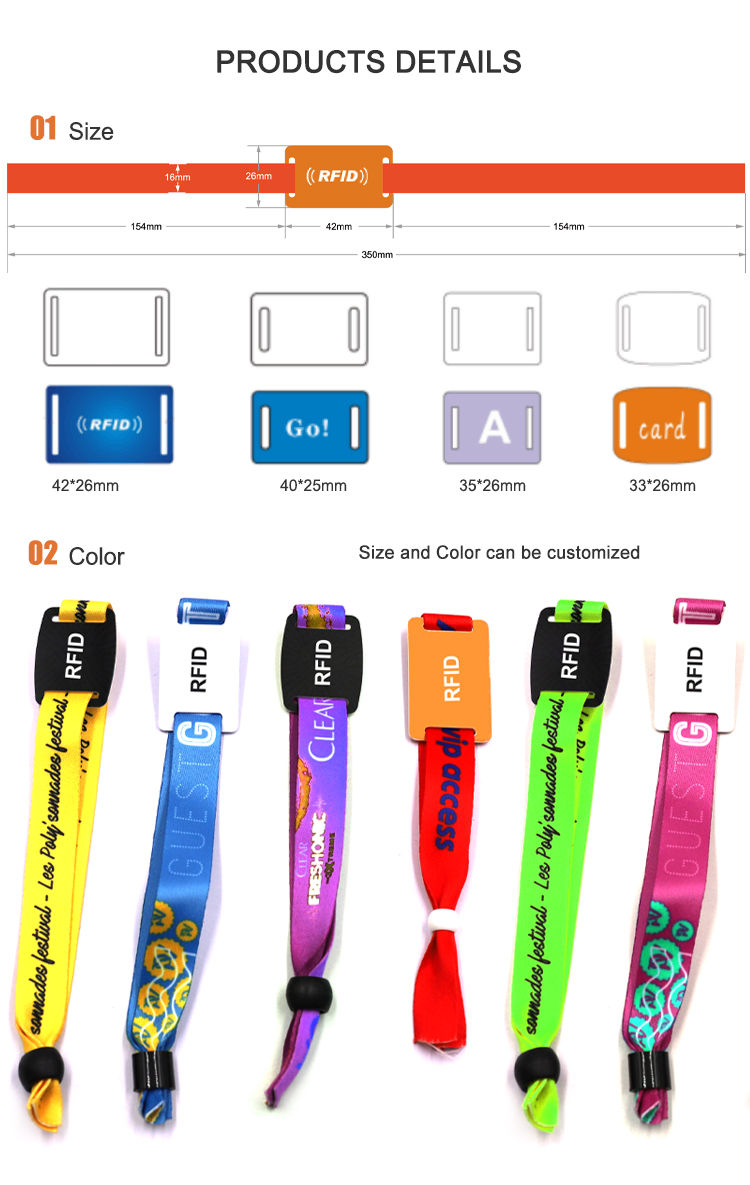 Wristband With QR CodeXRFID RFID Smart Card, Silicone and Fabric Wristband