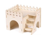 Maisonnette en bois écologique de luxe pour hamsters, avec labyrinthe, cachette, accessoires de cage et plateforme avec échelle pour hamsters syriens