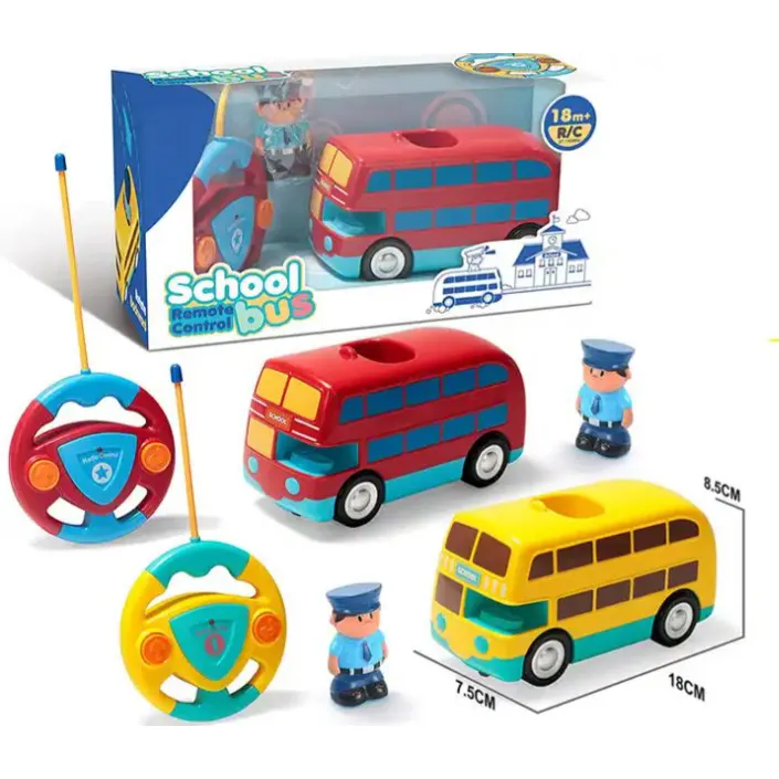 חם מכירה 2 ערוץ שליטה רדיו מרחוק בית ספר אוטובוס צעצוע דמויות rc קריקטורה אוטובוס לילדים עם אור ומוסיקה