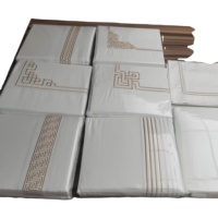 Literie d'hôtel de luxe en gros personnalisée en usine de 100% coton ensemble de literie en lin d'hôtel avec broderie à 3 lignes ensemble de housse de couette