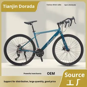 Vélo de <span class=keywords><strong>route</strong></span> en alliage d'aluminium à 27 vitesses avec <span class=keywords><strong>guidon</strong></span> courbé 700C, vitesse variable, pour hommes, femmes et étudiants, vélo de <span class=keywords><strong>route</strong></span> <span class=keywords><strong>plat</strong></span> à double disque - Product Image 2