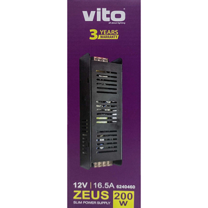 แหล่งจ่ายไฟ Vito Ultra Slim 12VDC 16.5A 200W สำหรับหลอดไฟ LED - Product Image 2