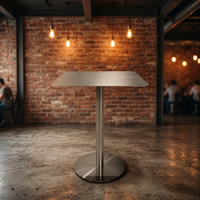 Table de salle à manger ronde en acier inoxydable de style industriel pour salon de thé, café extérieur – Montage requis, mobilier simple pour la maison