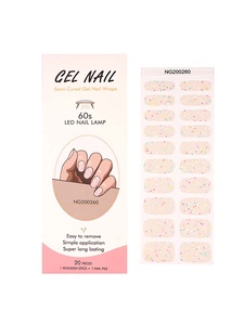 Pegatinas de uñas de gel semicuradas con lentejuelas coloridas estilo coreano NG200260 con logotipo personalizado, impermeables, autoadhesivas, para DI - Product Image 1