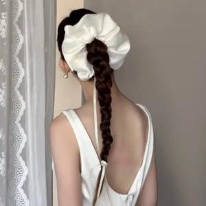 Coletero Grande de Satén con Lazo, Estilo Dulce, 12cm, Accesorio Nupcial para el Cabello - Product Image 3