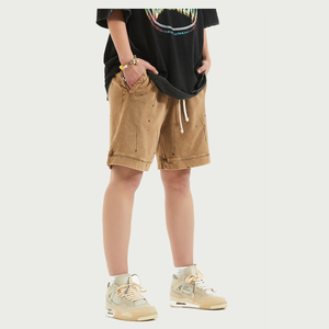 Fabricant de shorts délavés et portés de couleur unie pour hommes Distress Short High Street Pants Shorts pour hommes - Product Image 2