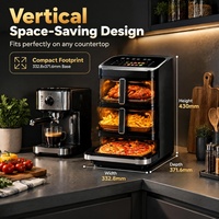 Airfryer Numérique Double Four 2800W Avec Menu Tactile, Pizza Maker, Technologie Rapid Air