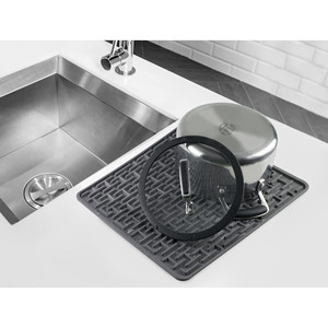 Silicone Dish Drainer Mat Rectangular Kitchen Sink Drain <b>Rack</b> Non Slip Waterproof <b>Drying</b> Tray for Utensils and Cutlery - Product Image 3