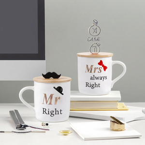 Tasse café personnalisé en porcelaine, avec motif de pierre sur mesure, pour la saint-valentin, <span class=keywords><strong>Mr</strong></span>. Mrs, couvercle en bois, vente en gros, - Product Image 2