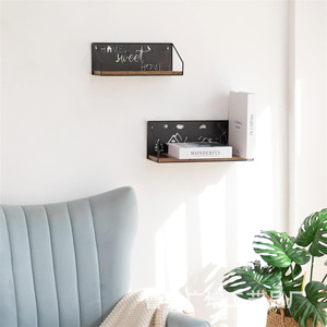 Wooden <b>Wall</b> <b>Mounted</b> Floating <b>Shelf</b> Rectangular Retro Color Single Layer Multipurpose Storage Bookshelf For Bedroom Living Room - Product Image 2