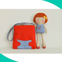 Sac à main en toile coton fabriqué sur mesure avec une jolie poupée de chiffon pour les femmes