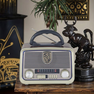 <span class=keywords><strong>Radio</strong></span> portable rétro vintage AM/<span class=keywords><strong>FM</strong></span>/SW 3 bandes, style bois classique, lampe torche solaire, haut-parleur Bluetooth pour la maison, le camping en plein air - Product Image 6