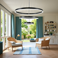 Lustre circulaire moderne à 3 anneaux, 76W, LED dimmable, luminaire suspendu Sputnik, lampe suspendue pour villa/loft
