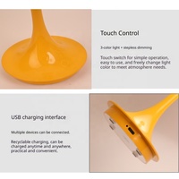 Lampe de table LED nordique en forme de dôme champignon, sans fil, rechargeable, à commande tactile, luminosité réglable, base antidérapante, pour chambre et bureau