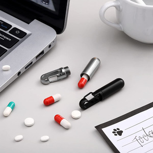 Hot Selling Aluminium Alloy <strong>EDC</strong> Tool Mini Medicine Bottles <strong>Metal</strong> Waterproof Pill Case Holder with Portable Hook Keychain - Product Image 6