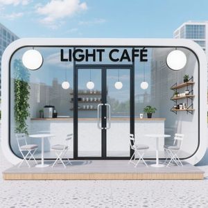 Quiosco móvil rectangular de metal de grado comercial, portátil, independiente, impreso en serigrafía, para la venta de té y café al aire libre. - Product Image 2