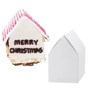 Caixa de papelão para casa de natal, caixa de papel para biscoitos doces e doces, caixa de papel para presente de natal
