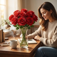 Künstliche Einzelne Samt-Rose in Verschiedenen Farben für Hochzeit, Party, Valentinstag-Dekoration, Günstiger Fabrikpreis, Schneller Versand