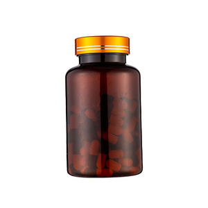 בקבוק גלולה חום עמיד אור אדום עם כיסוי אריזת כובע כסף כתום עבור תרופות ואגירת ויטמין - Product Image 6