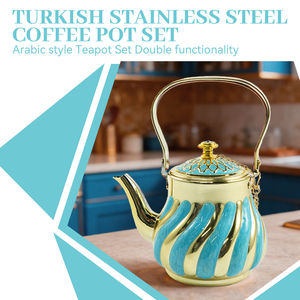 Teiera Ecologica in Stile Turco, Tradizionale Ottomana Anatolica Greca Araba, Bollitore per Tè in Acciaio Inossidabile - Product Image 1