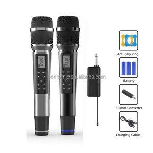 Bán buôn 2-kênh có thể sạc lại UHF không dây năng động microphone khuếch đại tiếng ồn hủy bỏ Loa Mixer cho hội nghị mô hình - Product Image 2