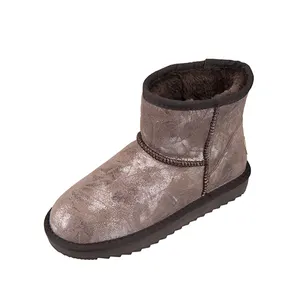 factory direct supplier cow suede upper thermal ankle snow boots for women