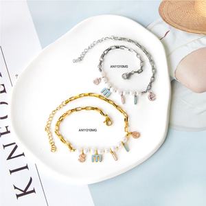 กำไลข้อมือเปลือกหอยสไตล์โบฮีเมียนสำหรับผู้หญิง สแตนเลสสตีล วินเทจ จี้รูปทะเล สร้อยข้อมือ สร้อยข้อเท้า เครื่องประดับชายหาดฤดูร้อน - Product Image 5