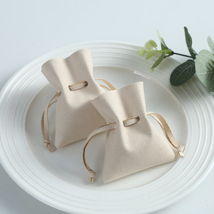 Microfiber Faux Leather Jewelry Bag Rectangular Drawstring <b>Storage</b> For Rings <b>Necklaces</b> Earrings Headphones Packaging - Product Image 3