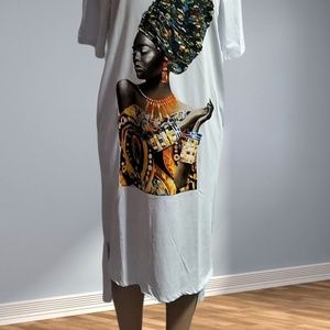 Robe midi grande taille pour femme, nouvelle imprimée, décontractée et tendance, 100 % coton, en mousseline tissée, antistatique, idéale pour les trajets quotidiens estivaux - Product Image 1