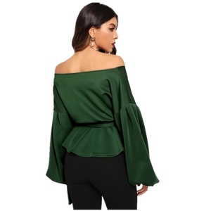 Blusa blanca de <span class=keywords><strong>manga</strong></span> larga con cuello en V para mujer - Product Image 6
