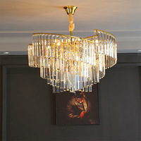 Vente flash Lustre en cristal K9 en acier inoxydable doré LED postmoderne pour mariage, salon, chambre à coucher, salle à manger, hôtel